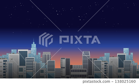 Modern City Skyline Vector Illustration Under a Starry Night Sky 138025160