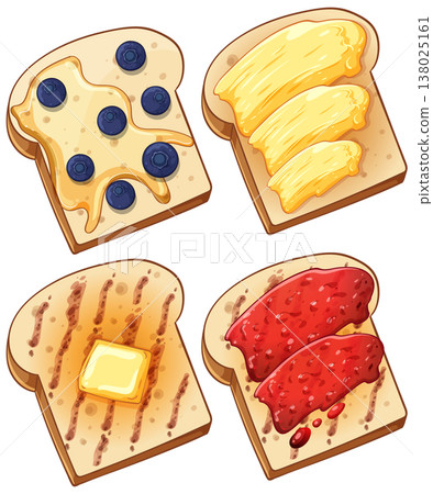 Assorted Toast Slices with Sweet and Savory Spreads Assorted Toast Slices with Sweet and Savory Spreads 138025161