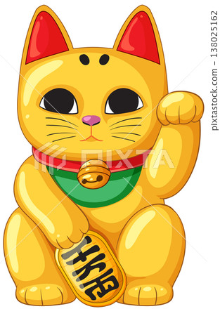Japanese Lucky Cat Maneki Neko Waving Paw Vector Illustration 138025162