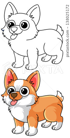 Cute Corgi Dog Vector Illustration for Coloring Book and Design Cute Corgi Dog Vector Illustration for Coloring Book and Design 138025172