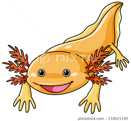 Cute Yellow Axolotl Vector Illustration Isolated on White Background Cute Yellow Axolotl Vector Illustration Isolated on White Background 138025189