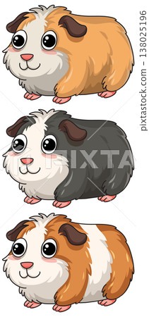 Cute Cartoon Guinea Pig Vector Illustration Set with Different Fur Colors Cute Cartoon Guinea Pig Vector Illustration Set with Different Fur Colors 138025196