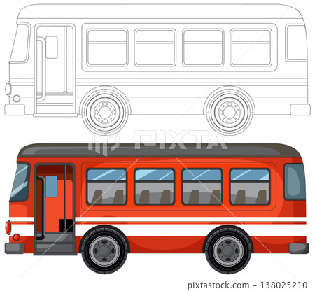 Red City Bus Side View Vector Illustration 138025210