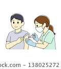A nurse gives an injection to a male patient with a gentle touch. 138025272