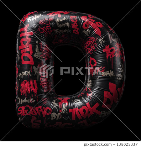 3D inflated D letter filled with bold graffiti tag in street art style on black backdrop with clipping path, urban creativity vibe 3D inflated D letter filled with bold graffiti tag in street art style on black backdrop with clipping path, urban creativity vibe 138025337