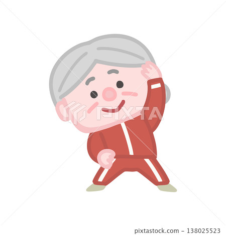 一組可愛的老年女性穿著運動服鍛鍊的插圖。 138025523
