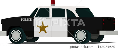 Old police car angled rear side view illustration 138025620