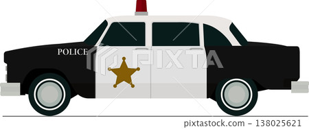 Old police car flat side view illustration 138025621