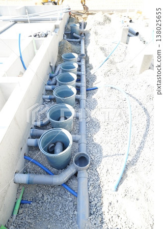 Waterworks at construction site 138025655