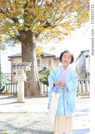 Shichi-Go-San ceremony for a five-year-old at a shrine 138025712