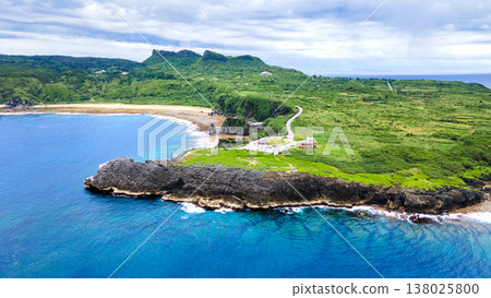 Drone aerial footage of Cape Hedo in northern Okinawa Prefecture, the northernmost point of Okinawa Island. 138025800