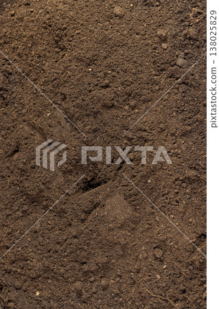fertile soil mixed with peat and humus for growing seedlings and various plants, the territory with fertile brown soil mixed with other useful elements to improve the harvest 138025829