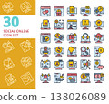 social network online community website filled outline icon set 138026089