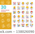 social network online community website flat style icon set 138026090