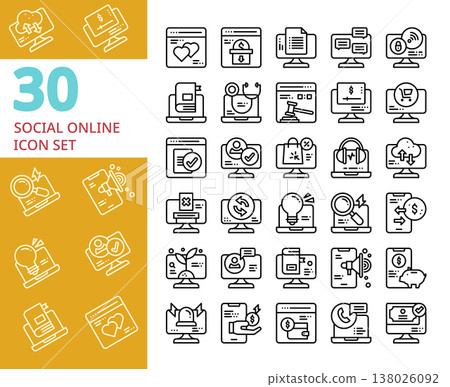 social network online community website line icon set 138026092