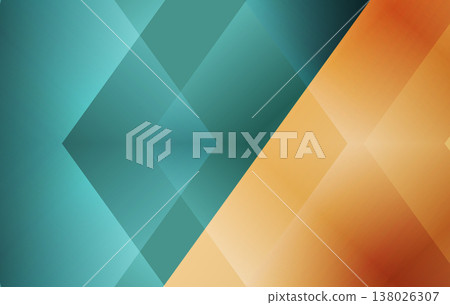 Bold teal orange diagonal geometry, layered translucent planes, glossy highlights, soft gradient transitions, high contrast mood, modern corporate styling, ideal for tech branding, presentation hero 138026307