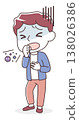 Illustration of a coughing man (unwell, cold, virus) 138026386