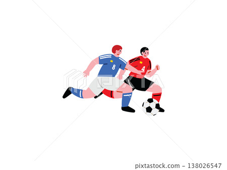 Illustration of a soccer player chasing a ball. Illustration of a soccer player chasing a ball. 138026547