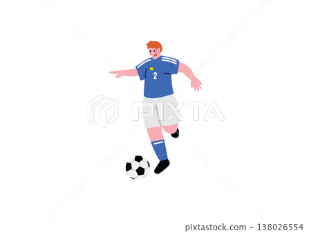 足球運動員J射門的插圖。 138026554