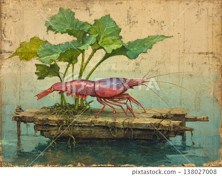 fresh shrimp on old wooden 138027008