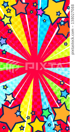 A colorful, flashy, and lively vector graphic with stars bursting out from a red background and converging lines. Vertical format, perfect for smartphones. A colorful, flashy, and lively vector graphic with stars bursting out from a red background and converging lines. Vertical format, perfect for smartphones. 138027088