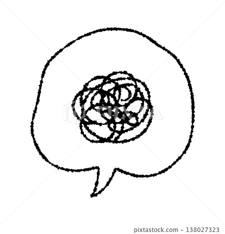 A swirling line and a speech bubble icon representing worry. A swirling line and a speech bubble icon representing worry. 138027323