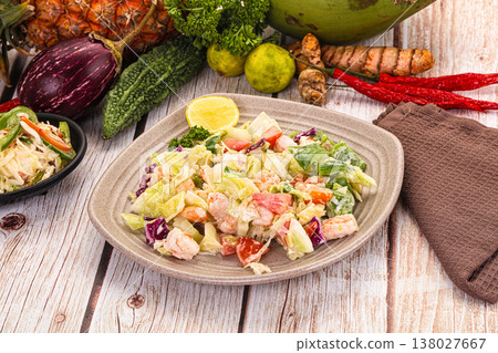 Salad with prawn and vegetables Salad with prawn and vegetables 138027667