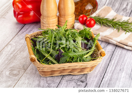 Fresh green ruccola salad leaves Fresh green ruccola salad leaves 138027671