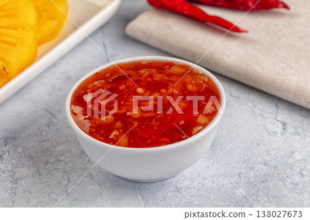 Sweet and spicy chili pineapple sauce 138027673