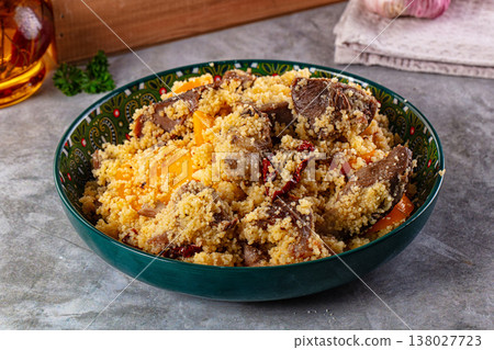 Traditional couscous with lamb and vegetables 138027723