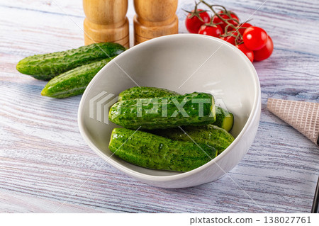 Homemade lightly salted cucumbers snack Homemade lightly salted cucumbers snack 138027761