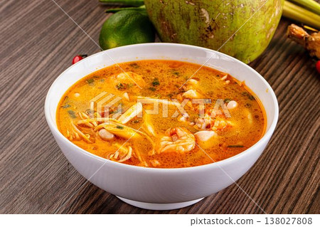 Thai spicy Tom Yam soup with prawn Thai spicy Tom Yam soup with prawn 138027808