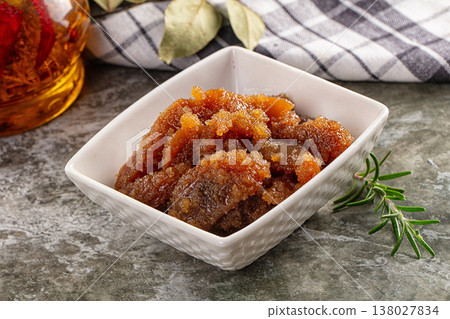 Salted herring fish caviar snack 138027834