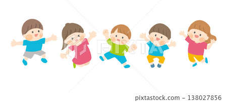 Children jumping cheerfully Children jumping cheerfully 138027856