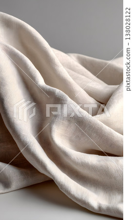 Fabric cotton textile cloth beige soft wrinkle drape closeup texture Gentle fabric cotton textile cloth beige soft wrinkle drape closeup texture flowing surface create calm elegant background 138028122