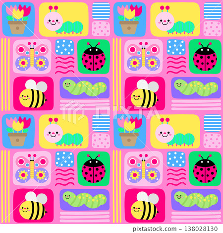Cute Spring Garden Friends with Ladybugs Butterflies Tulip Pots Caterpillars and Daisies Cute Spring Garden Friends with Ladybugs Butterflies Tulip Pots Caterpillars and Daisies 138028130