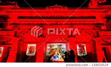 Prem Mandir Vrindavan Illuminated Temple Interior with Devotional Sculptures Prem Mandir Vrindavan Illuminated Temple Interior with Devotional Sculptures 138028524