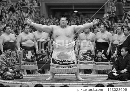 Image of the sumo ring entrance ceremony. 138028606