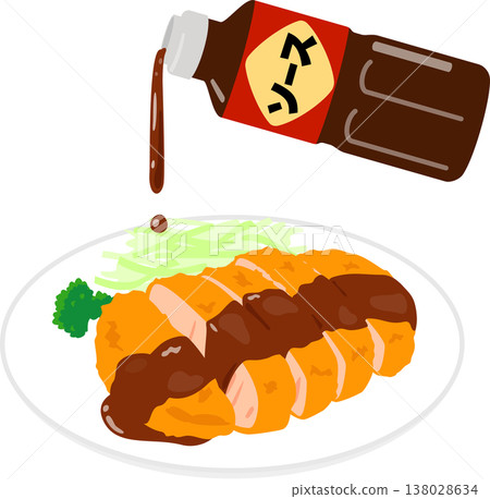 用塑膠瓶將醬汁淋在肉排上 用塑膠瓶將醬汁淋在肉排上 138028634