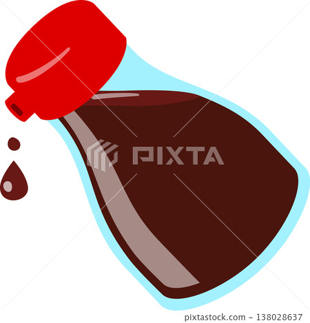 傾斜的醬油瓶中滴落的醬油滴 傾斜的醬油瓶中滴落的醬油滴 138028637