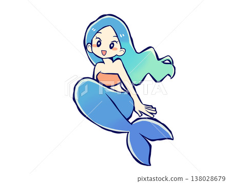 Blue-haired mermaid 138028679