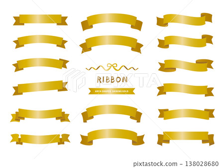 亮金色絲帶相框套裝。奢華的金屬裝飾材料。 138028680