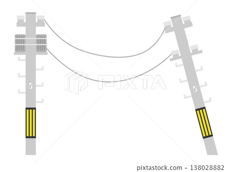 圖示為因地震或事故而傾斜的電線桿。 圖示為因地震或事故而傾斜的電線桿。 138028882