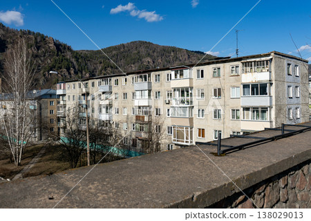 A five story panel apartment building in spring. A five story panel apartment building in spring. 138029013
