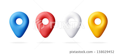 Set of colorful 3d map pointer icons Set of colorful 3d map pointer icons 138029452