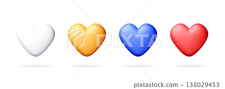 Set of four colorful 3D heart shapes. Set of four colorful 3D heart shapes. 138029453