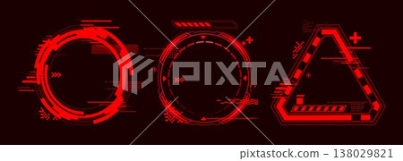 High tech hud interface with glowing alert frames 138029821