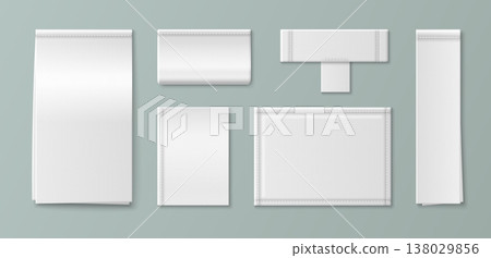 White fabric label mockup, realistic woven texture White fabric label mockup, realistic woven texture 138029856
