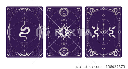 Tarot cards set with celestial moon and sun Tarot cards set with celestial moon and sun 138029873