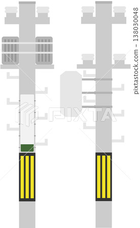 Illustration set with copy space for wrap-around and projecting billboards used for utility pole advertising. 138030048